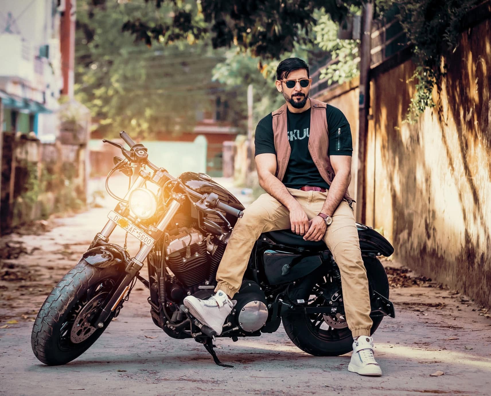 Lifestyle shoot on a motorcycle